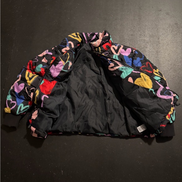 Colorful Heart Patterned Puffer Jacket - Picture 2 of 2